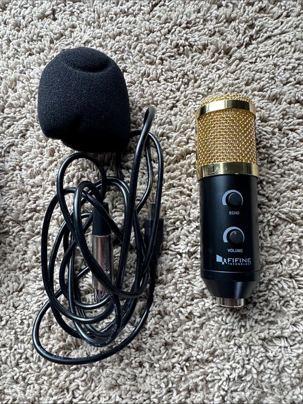 Gold & Black USB Condenser Microphone - Professional Recording